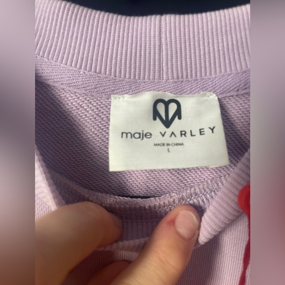 Varley x Maje Mauve Purple Cropped Top Sweatshirt Large - Picture 5 of 8